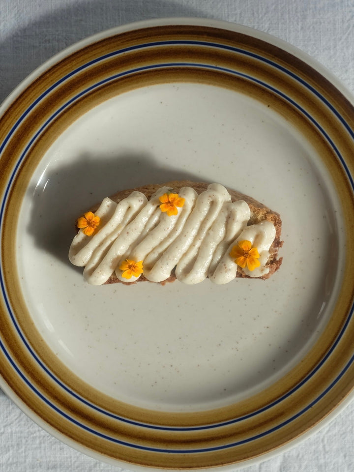 CARROT BREAD WITH ALMOND BUTTER SEA SALT