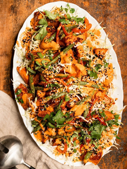 GOCHUJANG PEANUT SWEET POTATO SALAD WITH GREEN BEANS