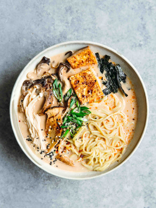 Creamy mushroom miso ramen with cashew butter